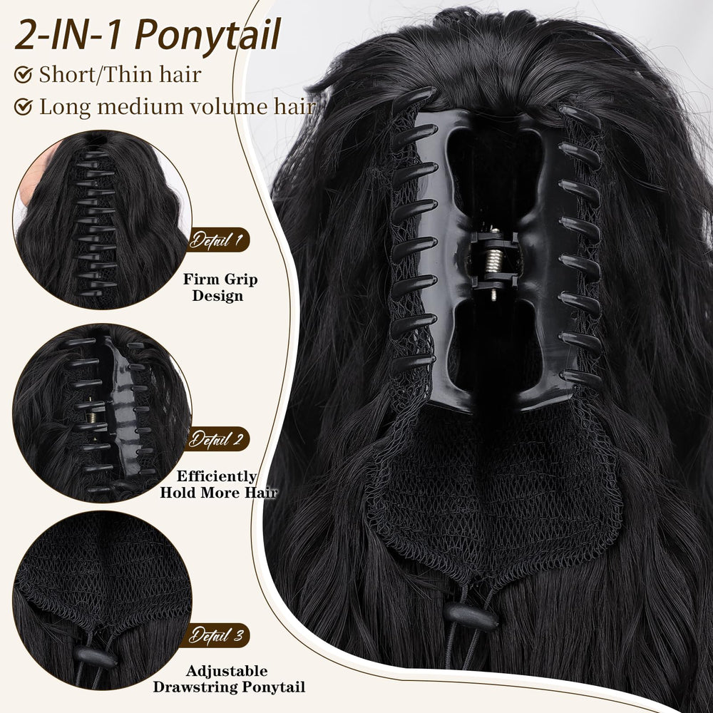 ORSUNCER pony-tail extension 26-inch curly visual showcases fluffy volume