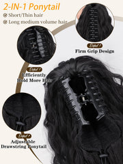 ORSUNCER pony-tail-extension clip-closeup demonstrates secure claw clip