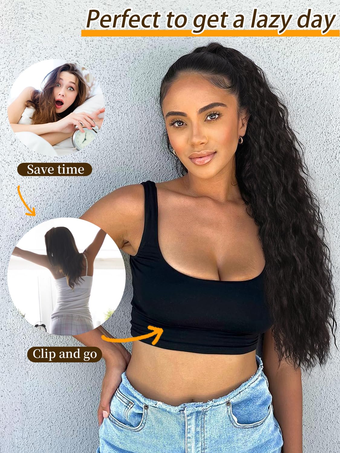 ORSUNCER pony-tail-extension texture-detail captures soft synthetic fibers