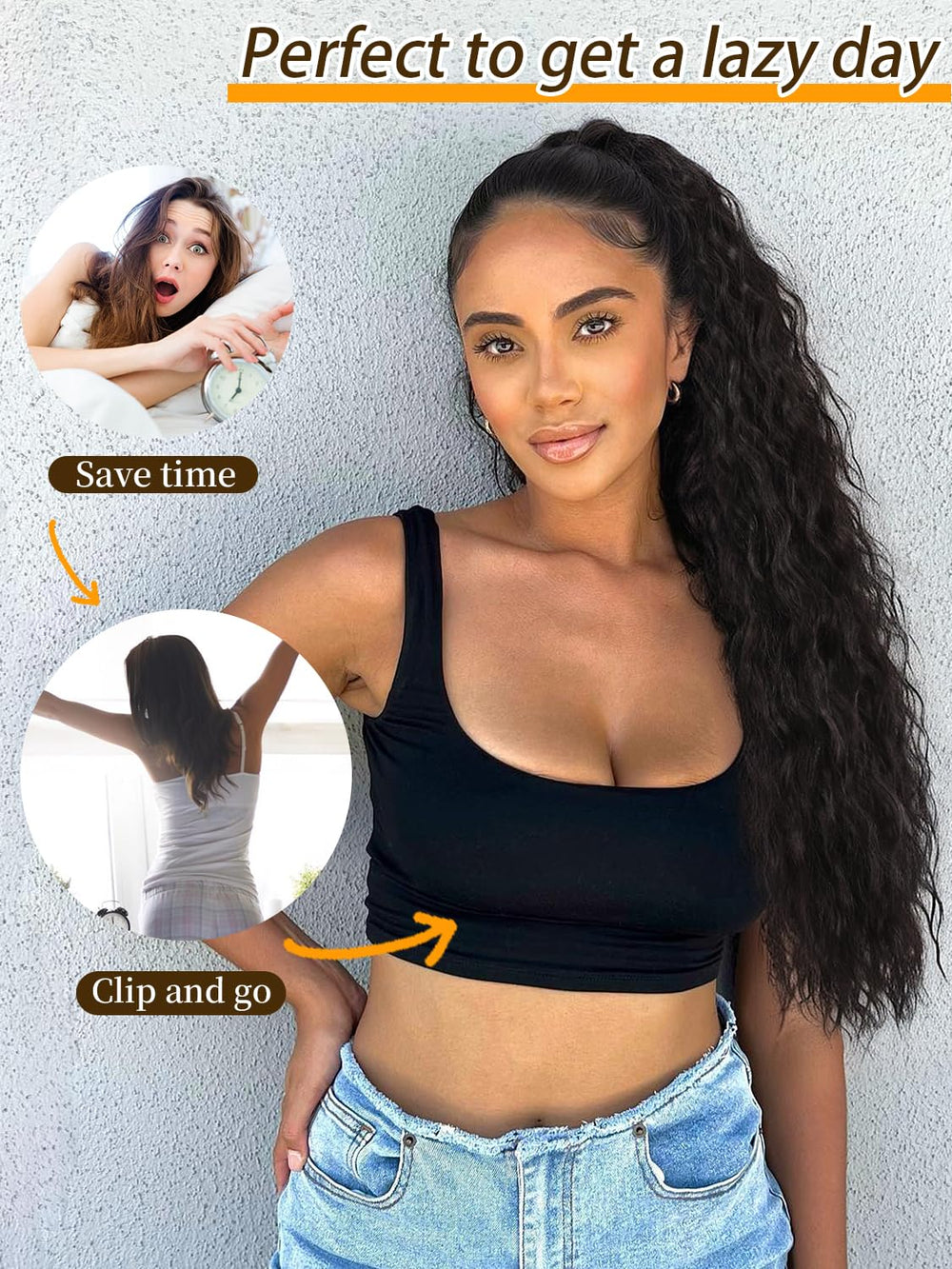 ORSUNCER pony-tail-extension texture-detail captures soft synthetic fibers