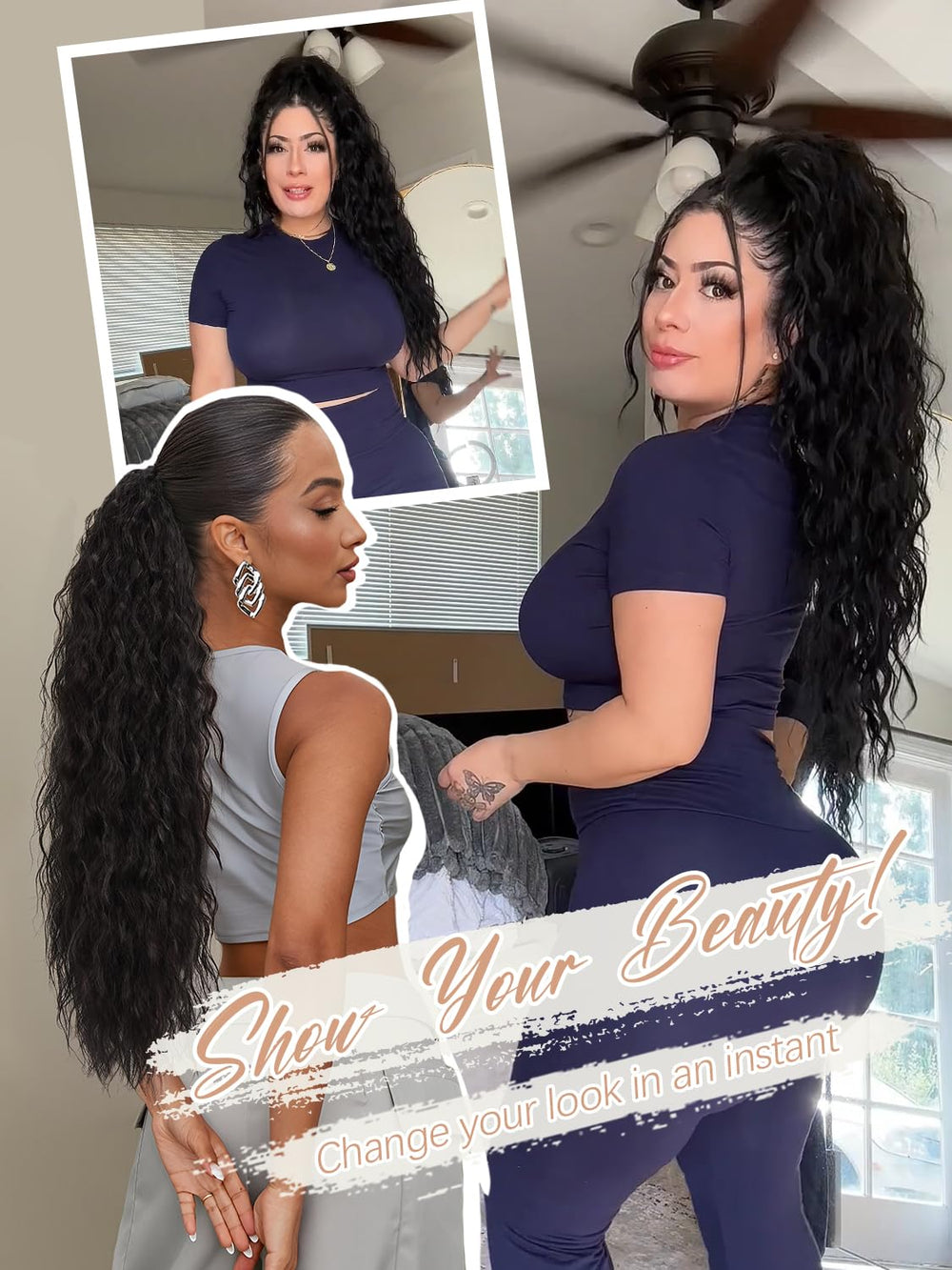 ORSUNCER pony-tail-extension full-length curl showcases 30 inches of volume