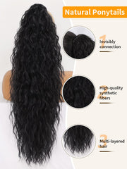 ORSUNCER pony-tail-extension side view highlights full-length curl for dramatic looks