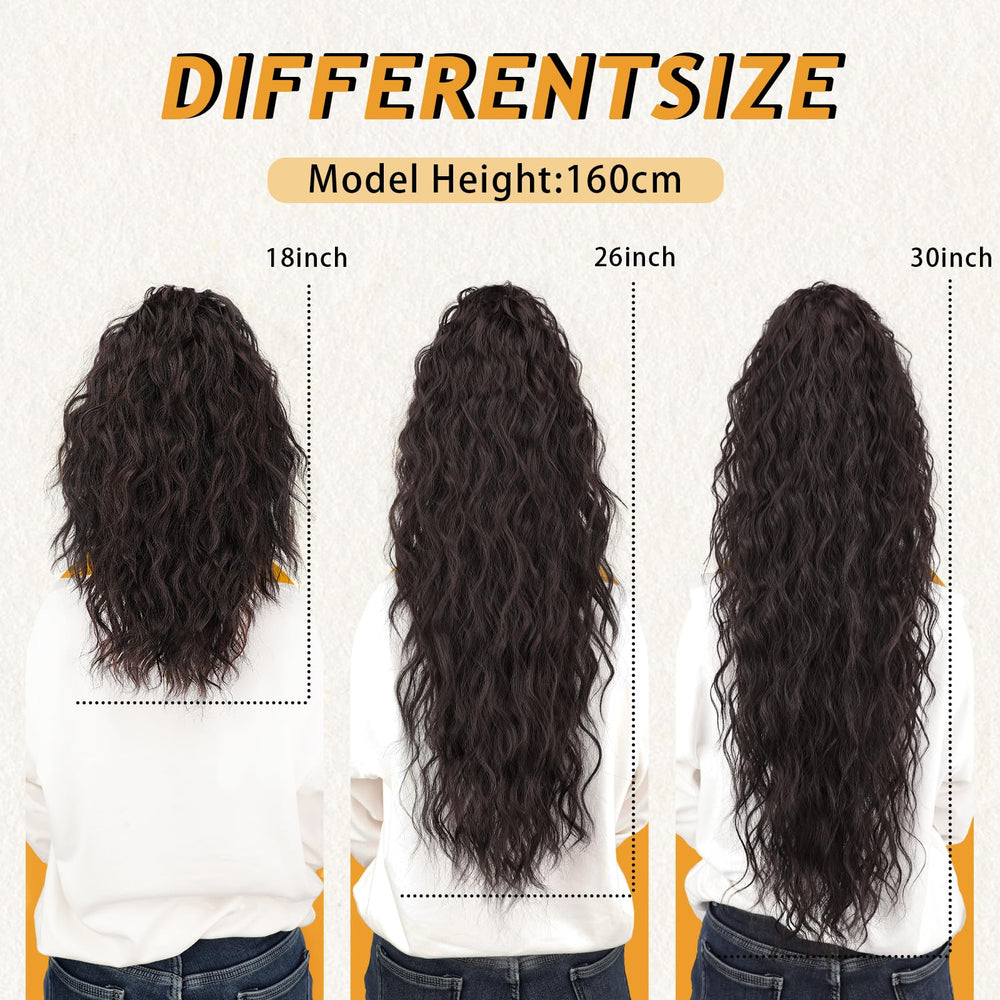 ORSUNCER pony-tail extension fluffy natural look model demonstrates blend and volume