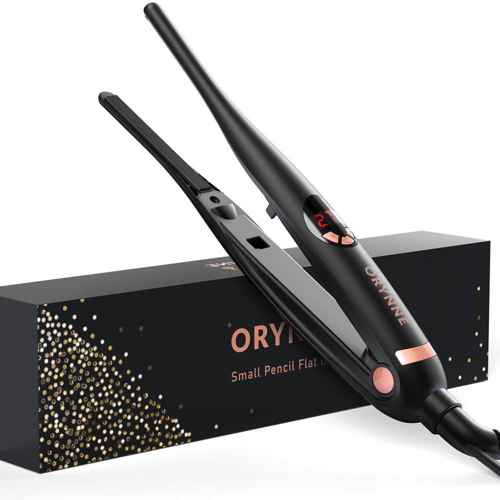 ORYNNE 3/10-inch flat iron focused on pixie cuts for precise edge smoothing