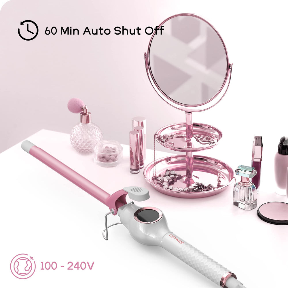 ORYNNE curling iron 360-degree swivel cord for tangle-free styling.