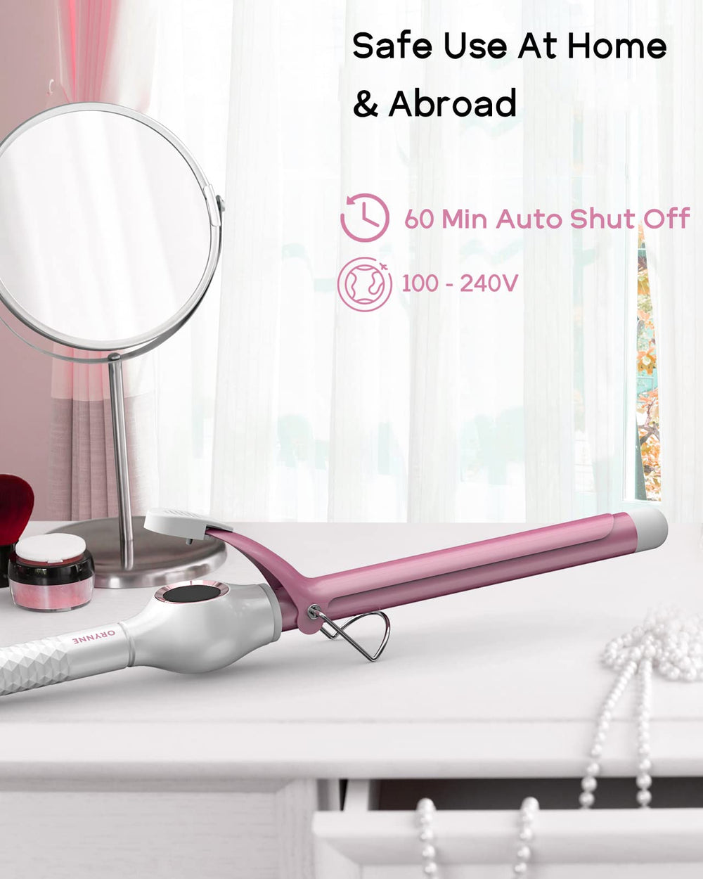 ORYNNE Curling Iron includes a 6.6ft swivel cord for easy movement
