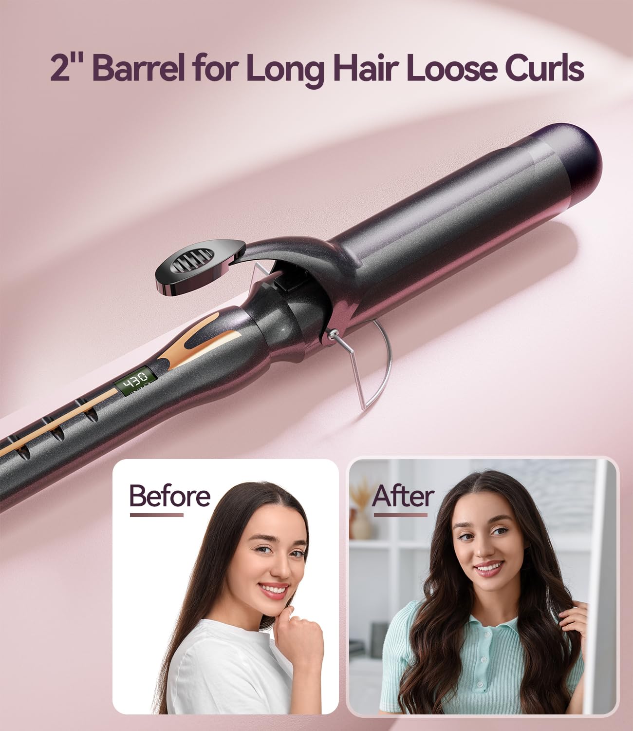 ORYNNE curling iron with LED display for precise heat control