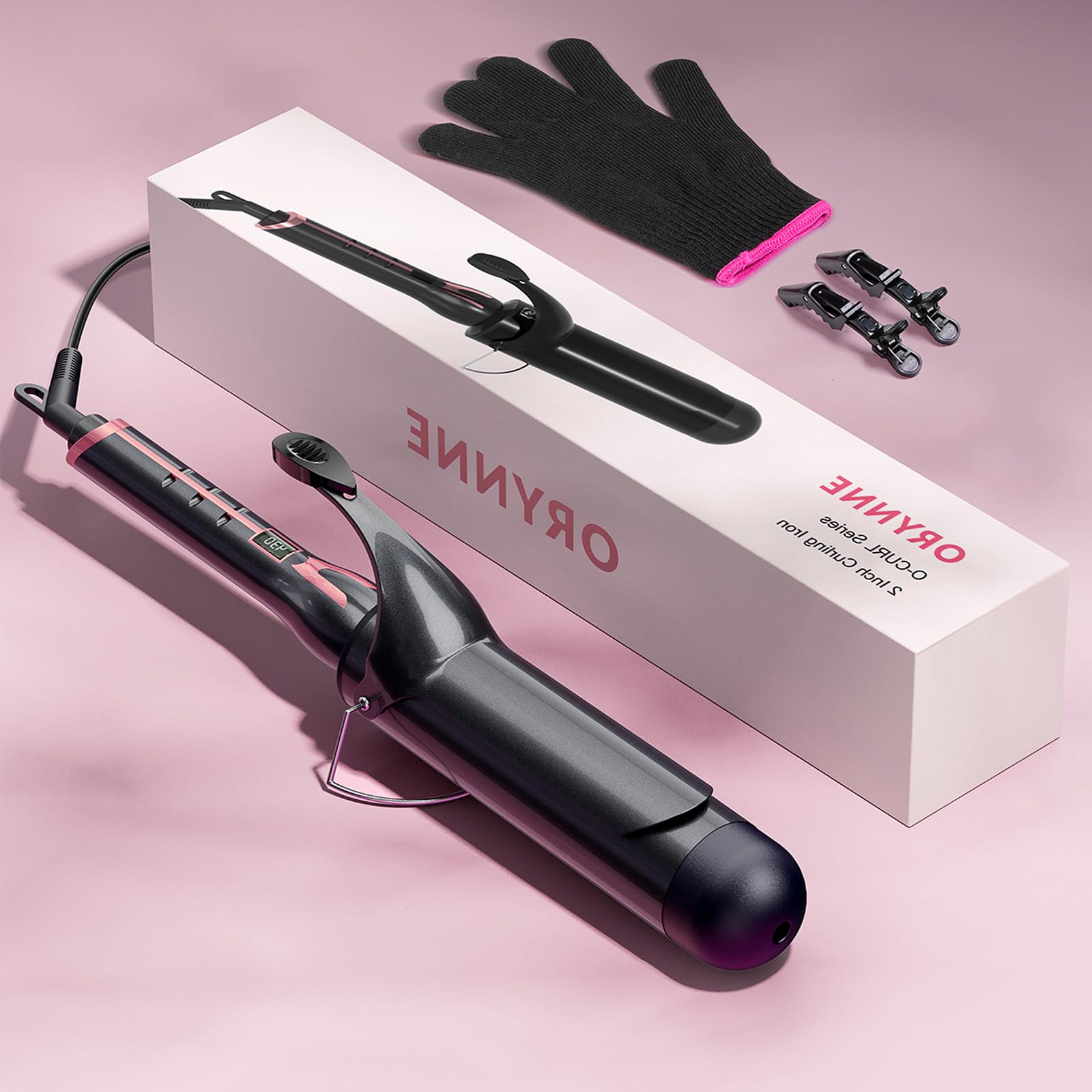 ORYNNE dual-voltage curling iron with swivel cord for travel styling