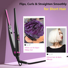 ORYNNE mini flat iron with quick 5-second heat-up for on-the-go styling.