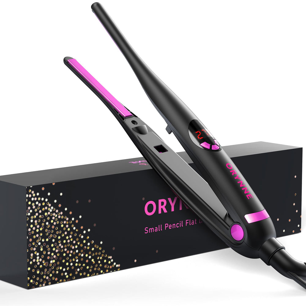 ORYNNE small flat iron edges: precise edge smoothing for pixie cuts and bangs.