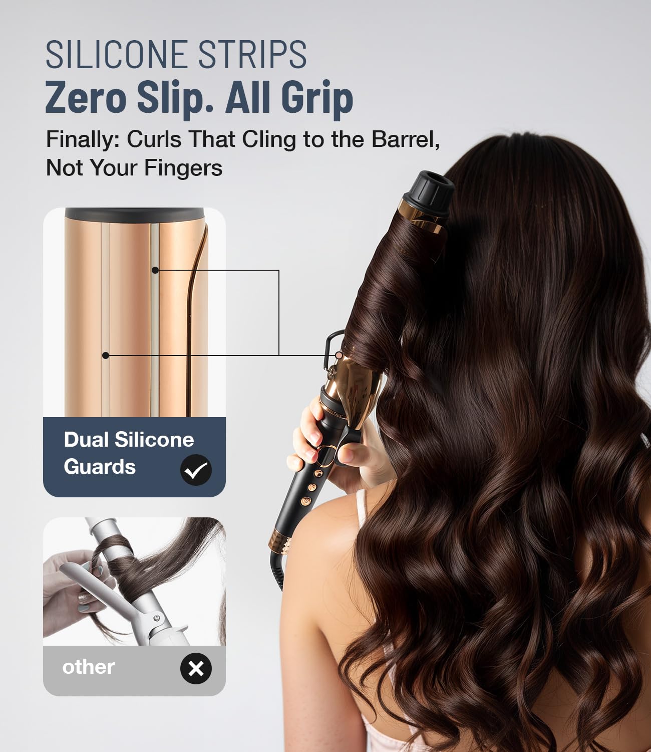 ORYNNE Titanium 2-Inch Curling Iron cool-tip highlights safer close-ups and reduces burn risk.