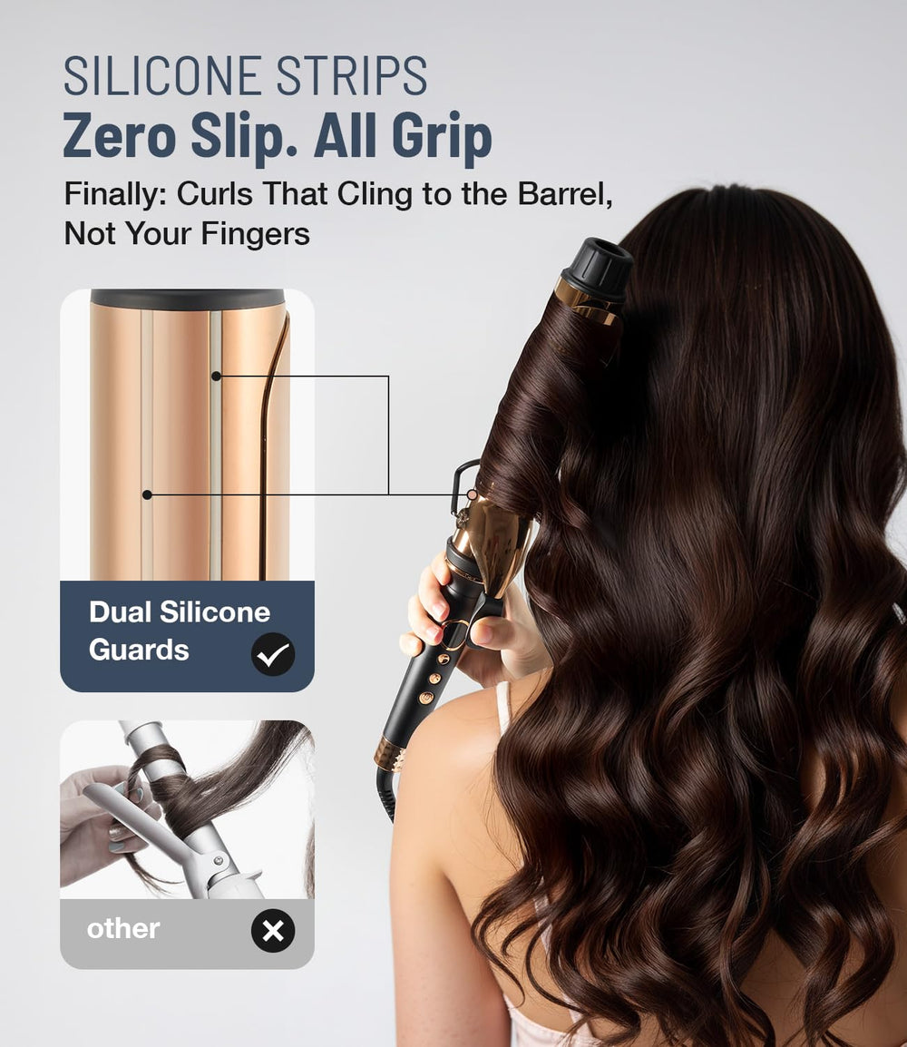 ORYNNE Titanium 2-Inch Curling Iron cool-tip highlights safer close-ups and reduces burn risk.