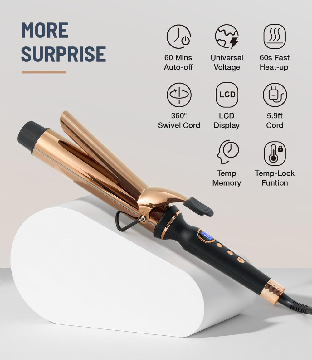 ORYNNE Titanium 2-Inch Curling Iron dual voltage travel compatibility for international trips.
