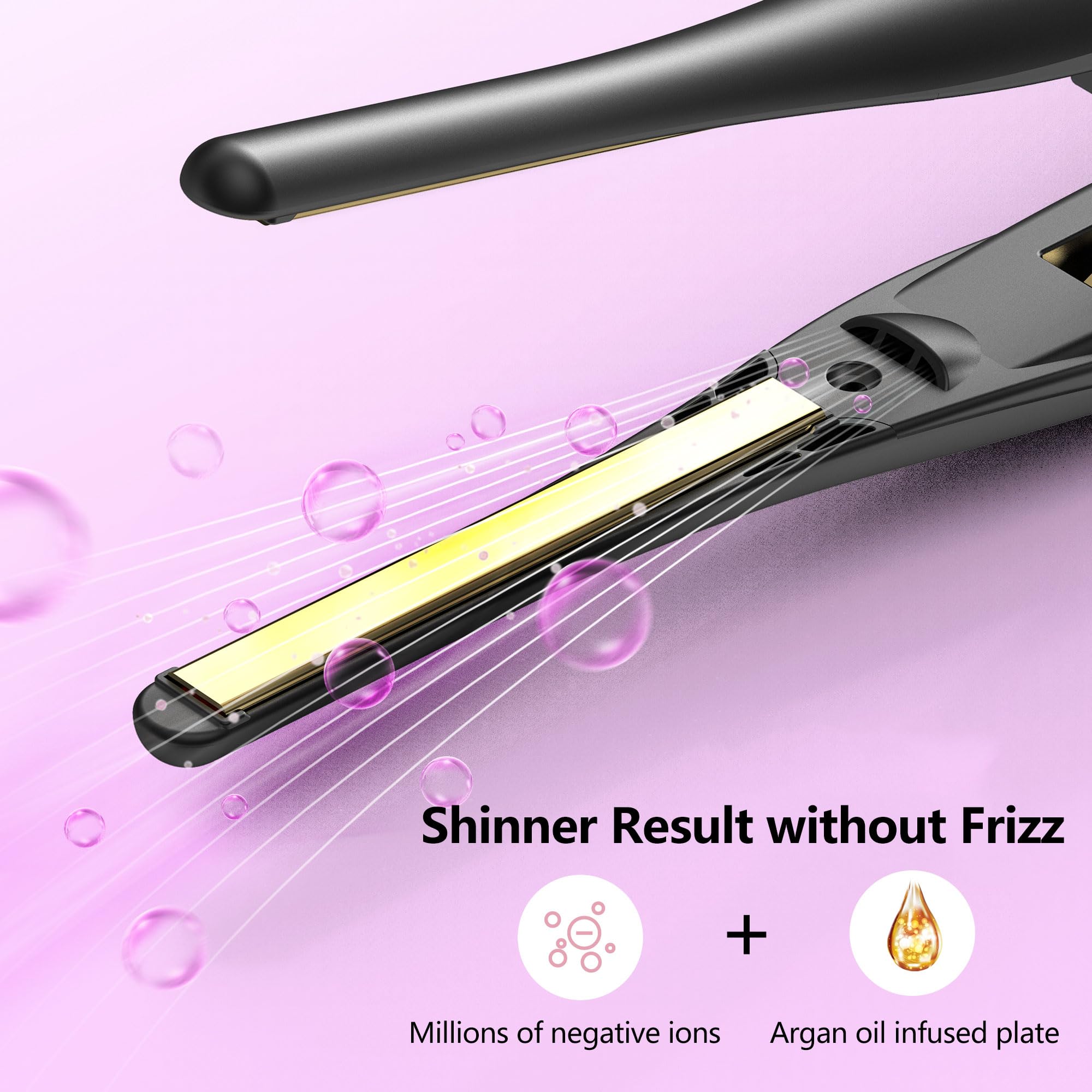ORYNNE travel flat iron with 110-240V dual voltage for worldwide styling.