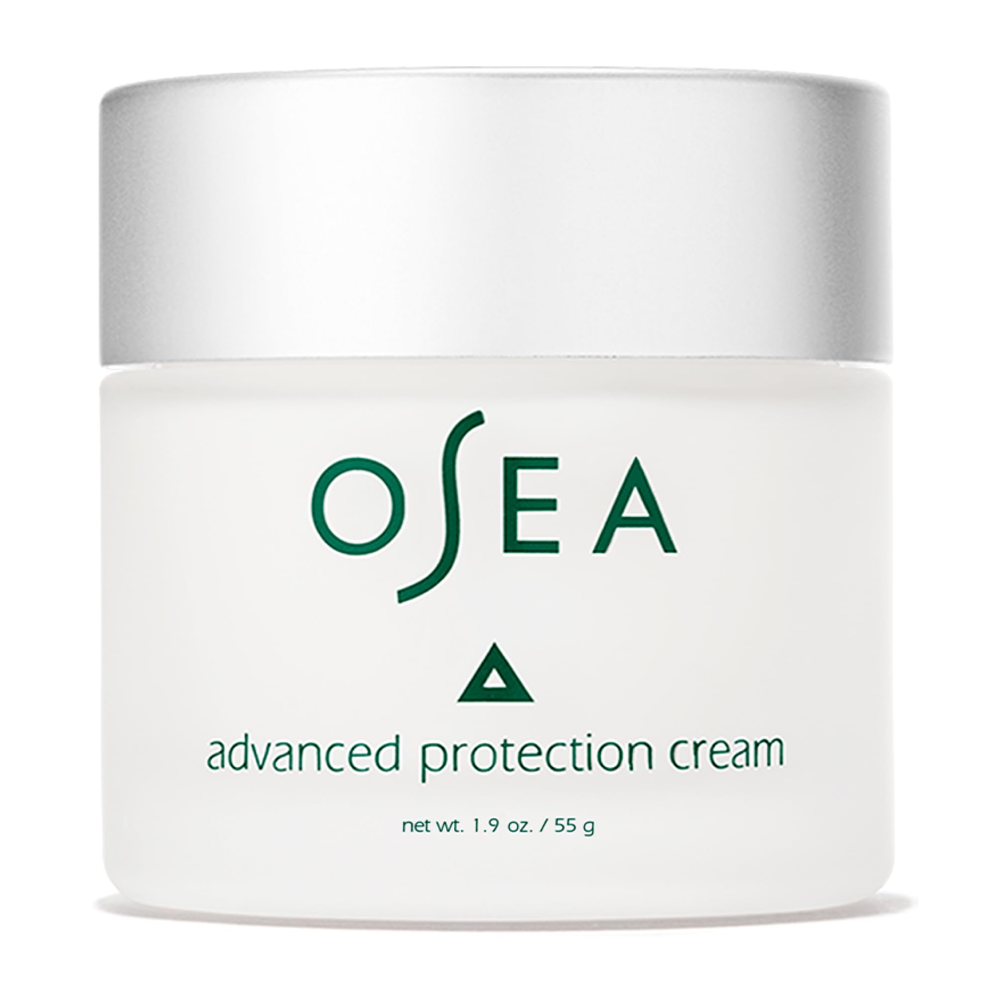 Osea advanced-protection-face-cream-jar close-up shows creamy texture for dry skin hydration.