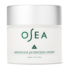 Osea advanced-protection-face-cream-jar close-up shows creamy texture for dry skin hydration.