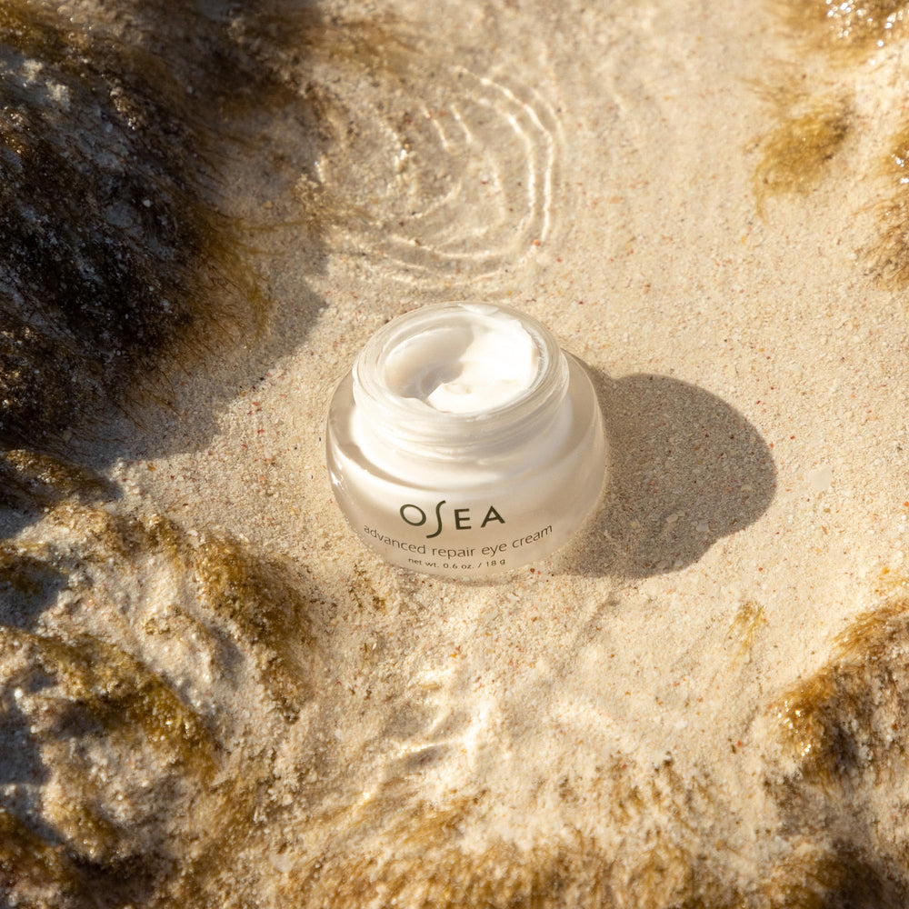 Packaging of OSEA Advanced Repair Eye Cream signals clean beauty and travel-friendly 0.6 oz size