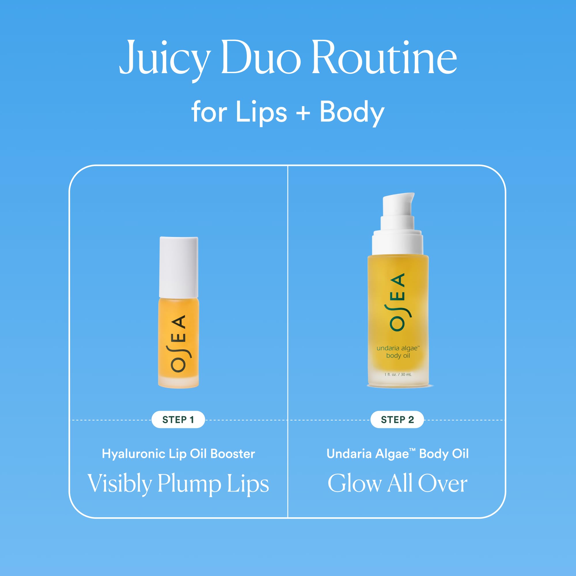 OSEA Juicy Duo lip oil applicator enhances gloss application.