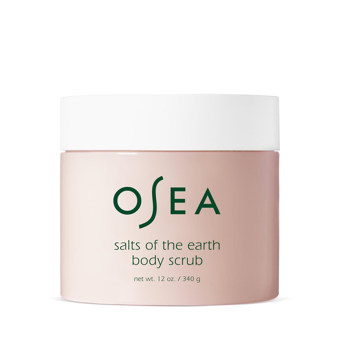 OSEA Salts of the Earth Body Scrub packaging highlights an eco friendly tub for at home pampering