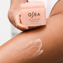 OSEA Salts of the Earth body scrub texture close up shows gentle exfoliating grains for smoother skin