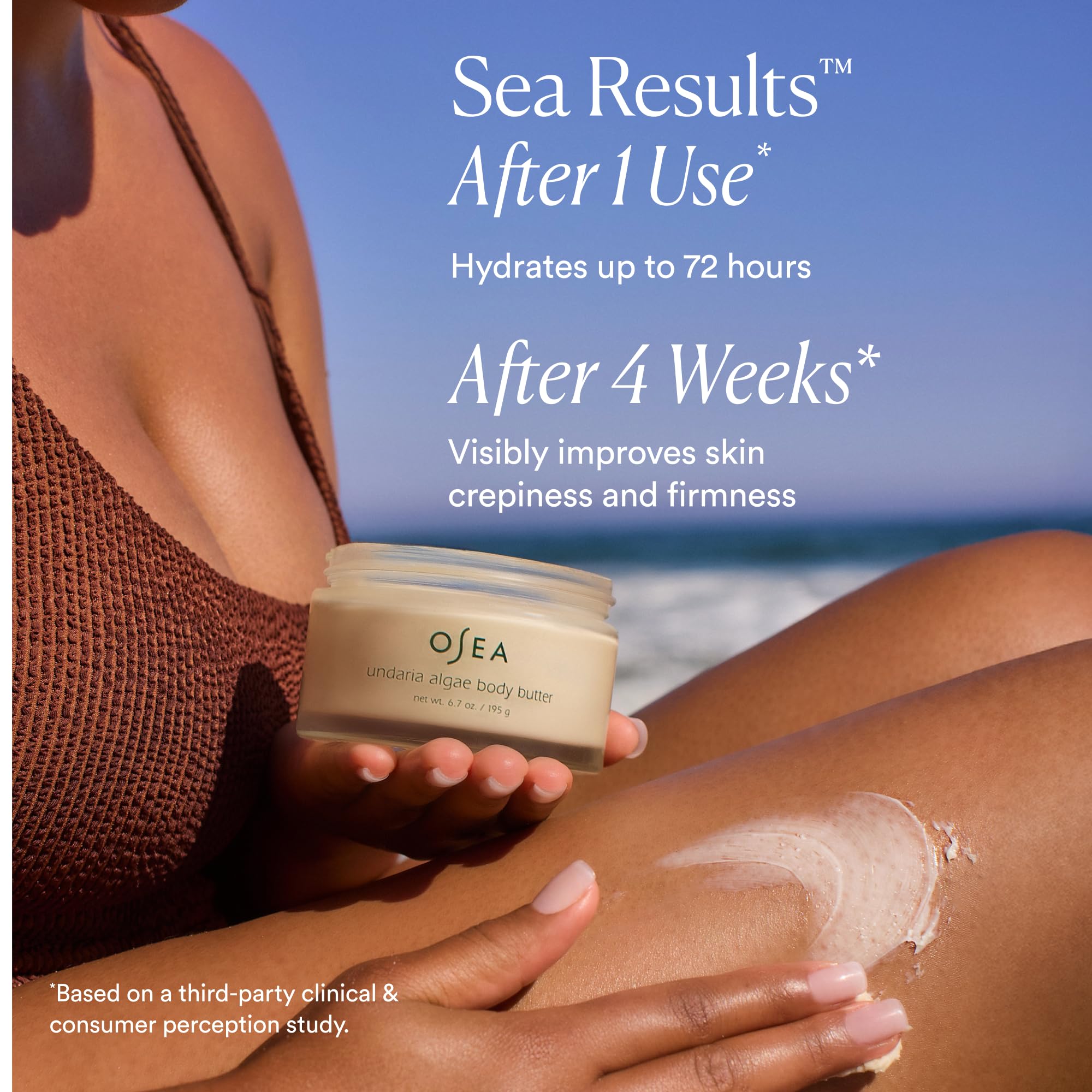 OSEA Undaria Algae Body Butter whipped texture closeup highlights creamy formula for softness