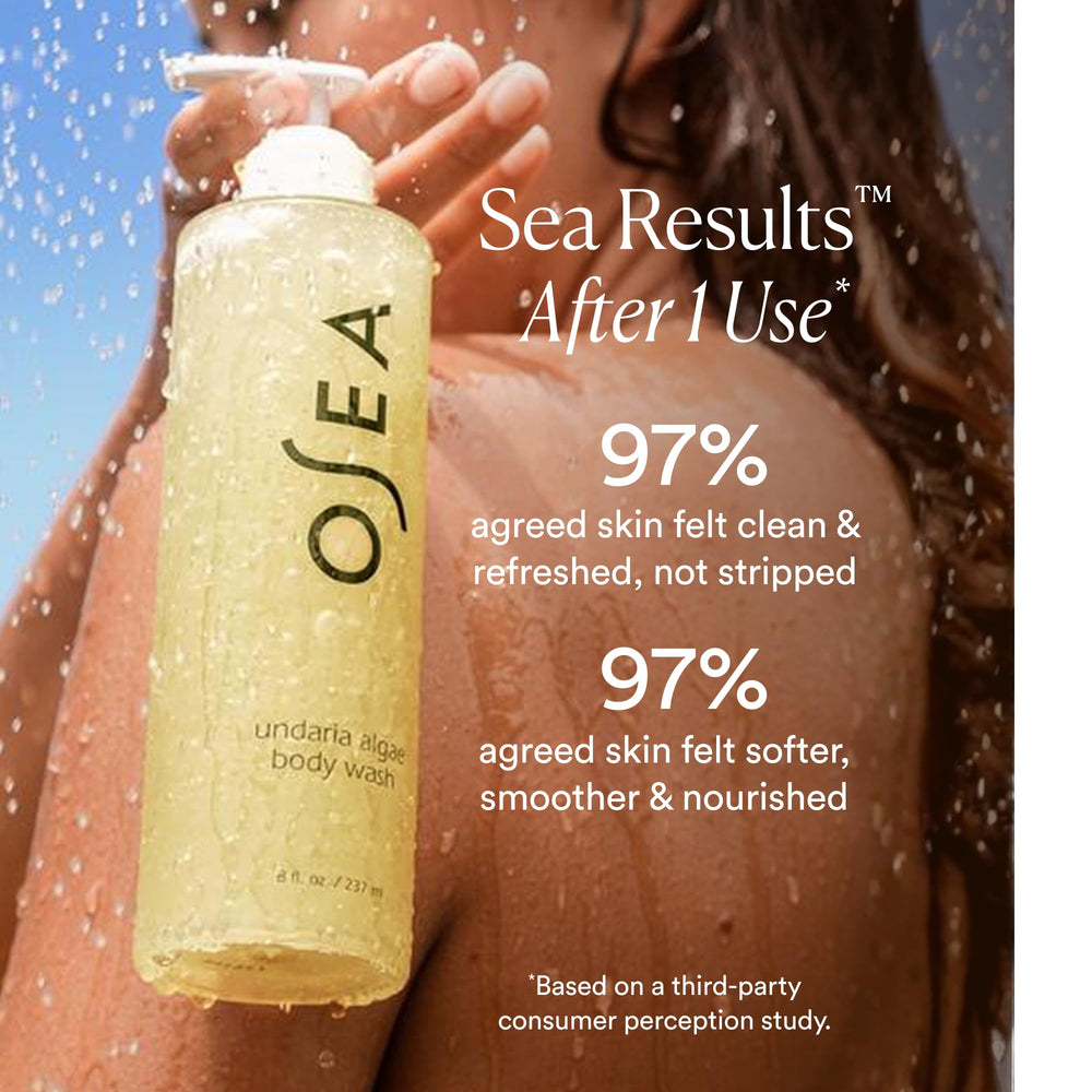 OSEA Undaria Algae Body Wash with aloe hydrates skin.