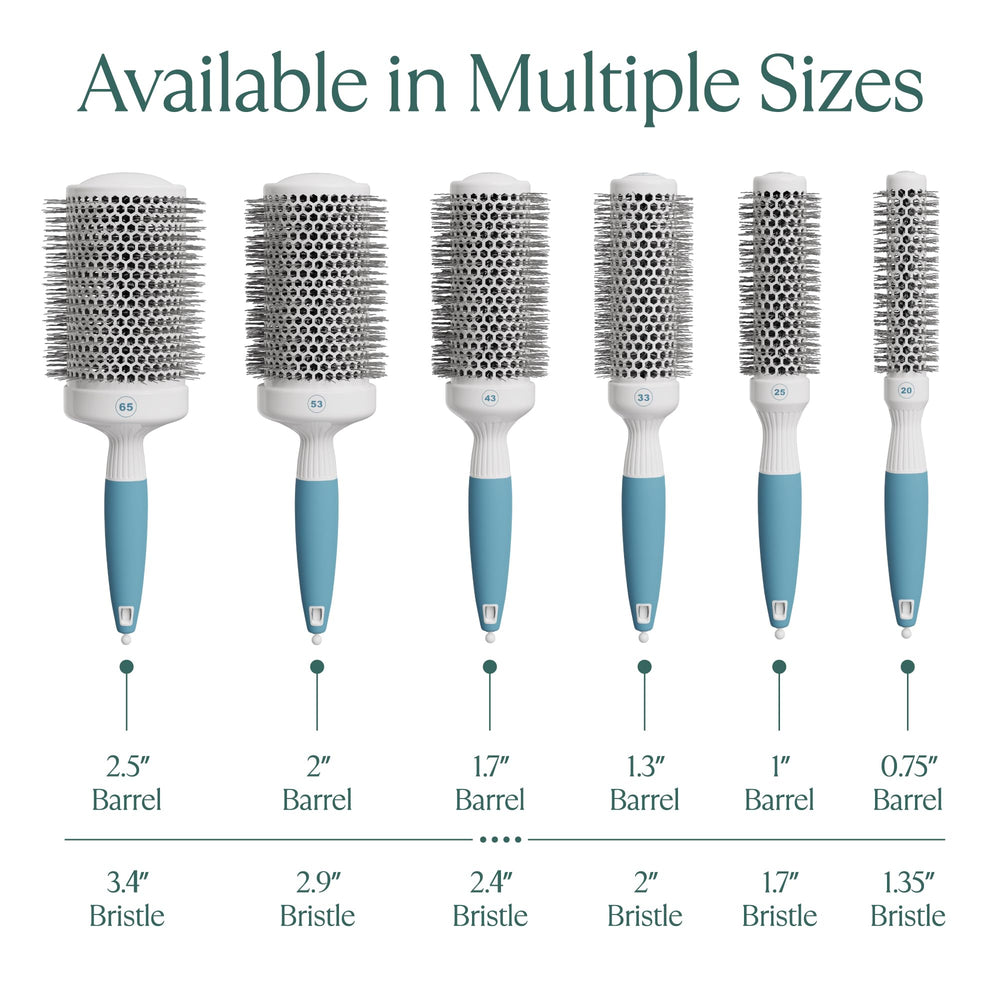 Osensia medium round brushing brush glides through hair for a smooth finish and shine.