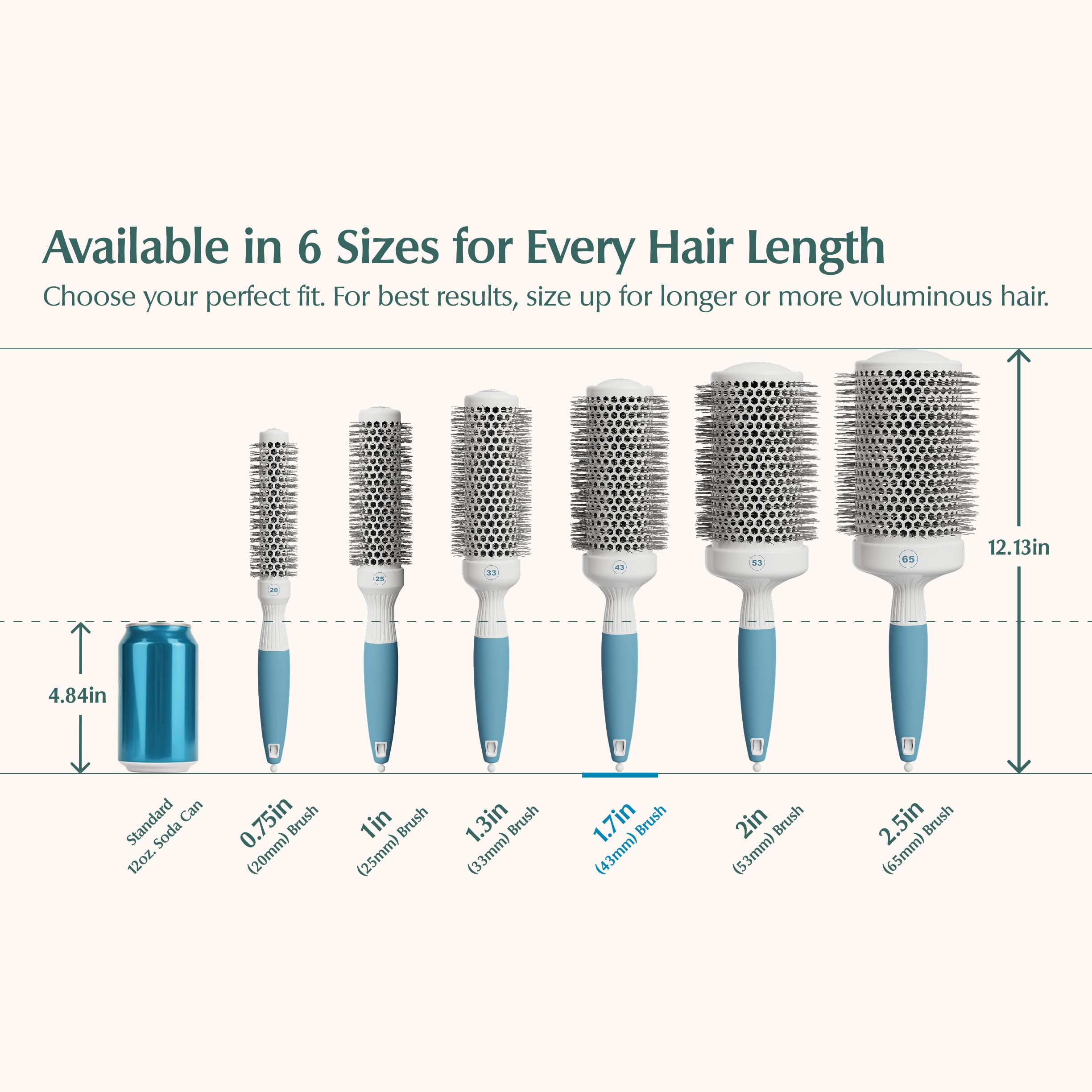 Osensia round brush barrel with large vents speeds drying and reduces heat exposure.