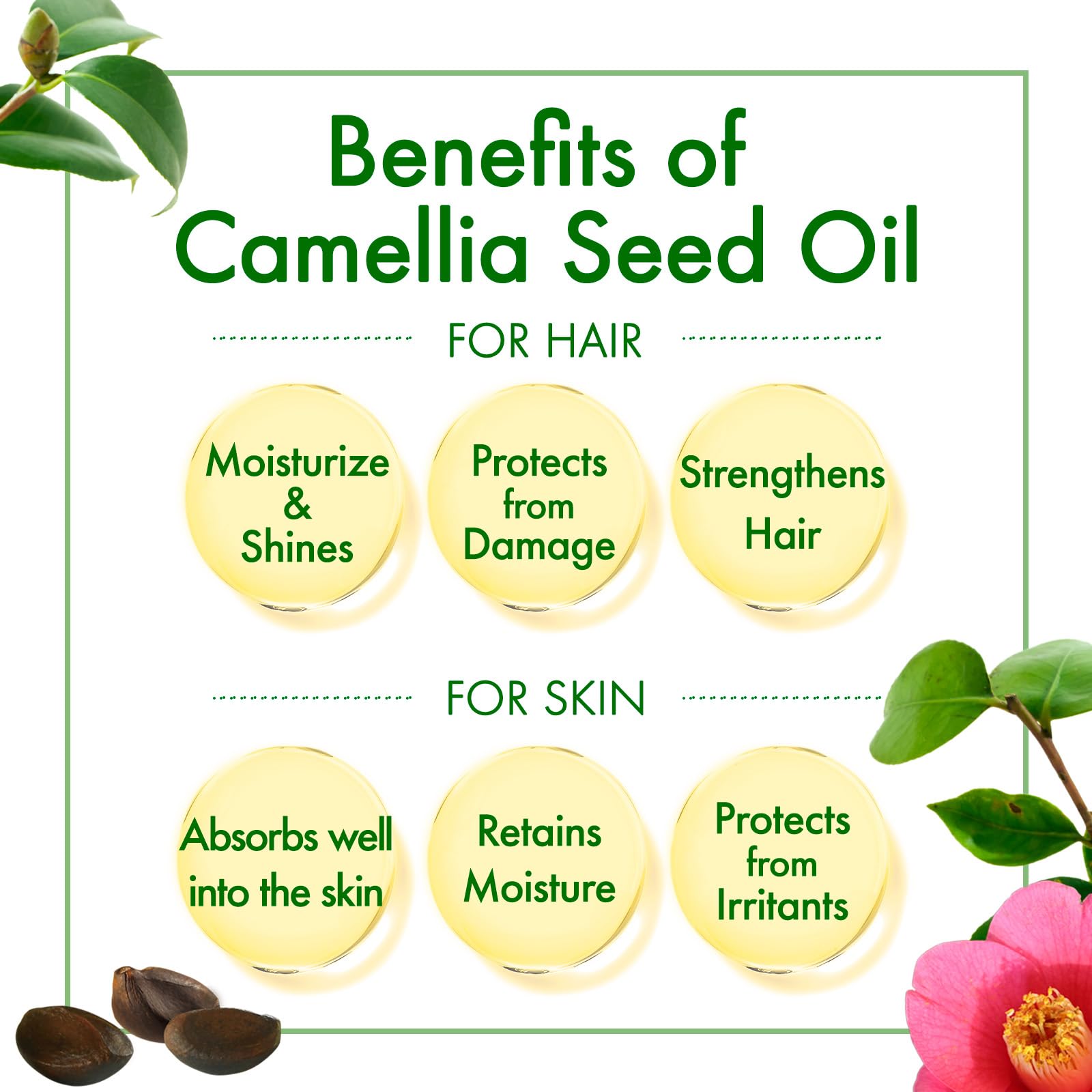 Oshima Tsubaki Camellia Seed Oil packaging in English with instructions