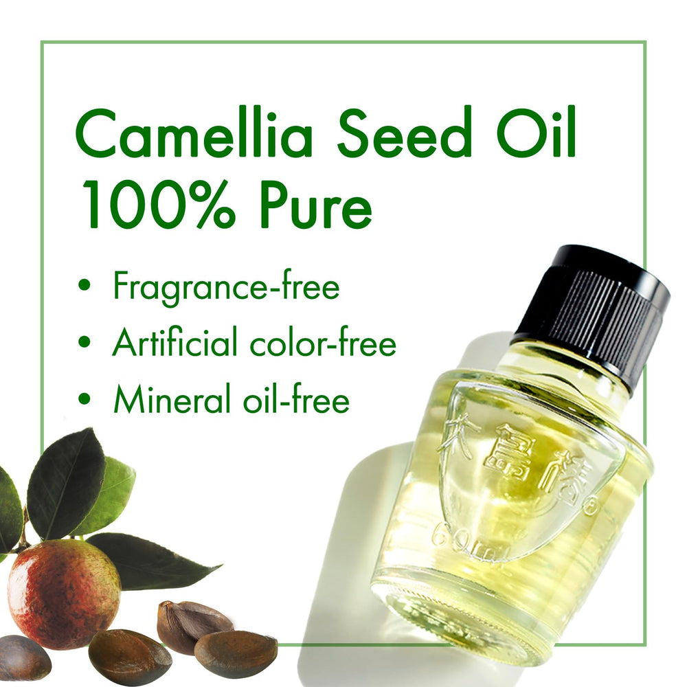Oshima Tsubaki Camellia Seed Oil texture closeup showing silky finish