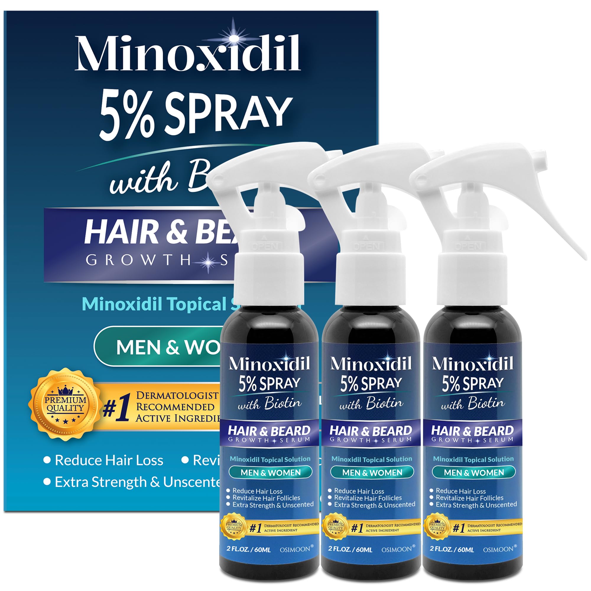 OSIMOON minoxidil hair growth spray bottle for daily growth support.