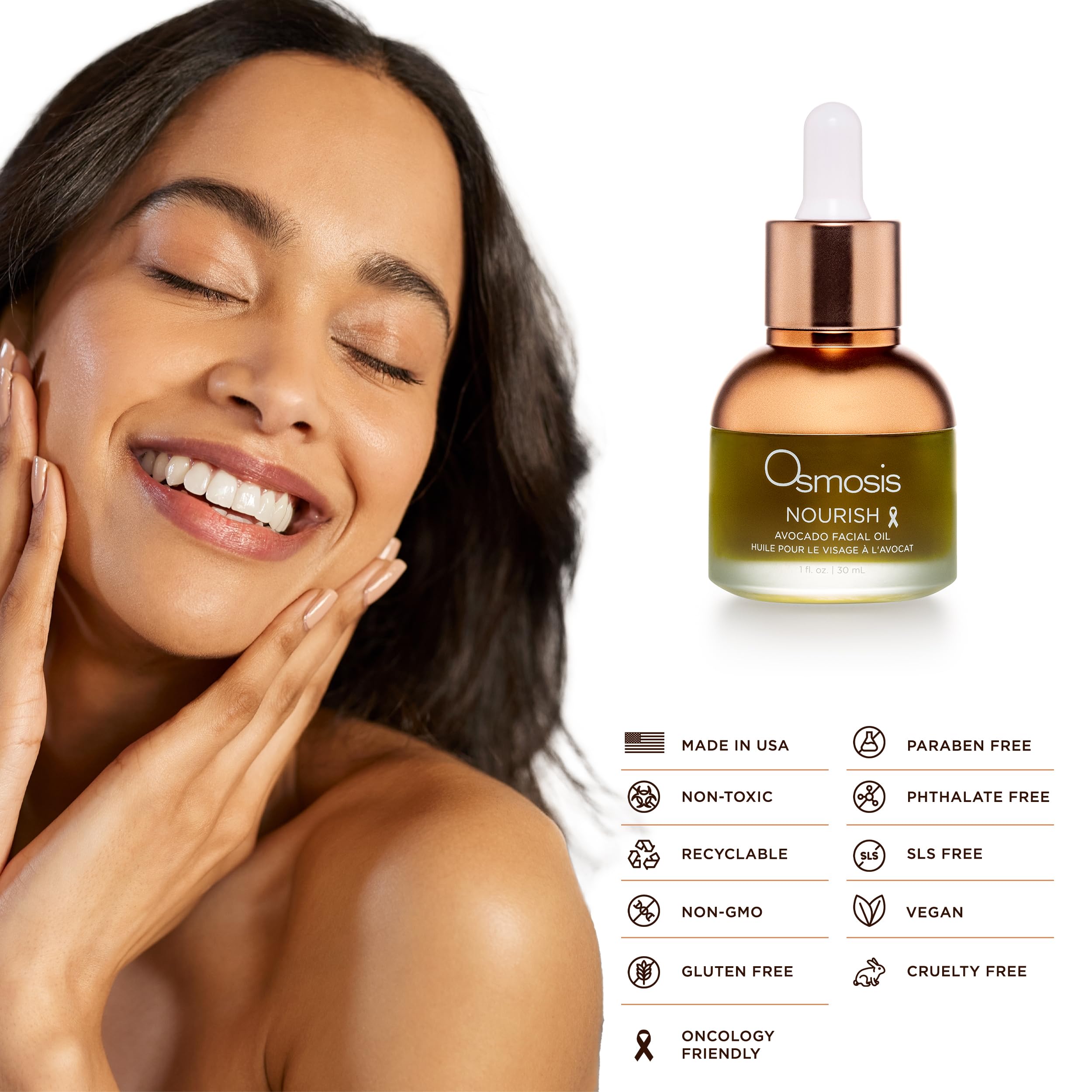 OSMOSIS Nourish Avocado Oil ingredient label highlights virgin cold-pressed oil