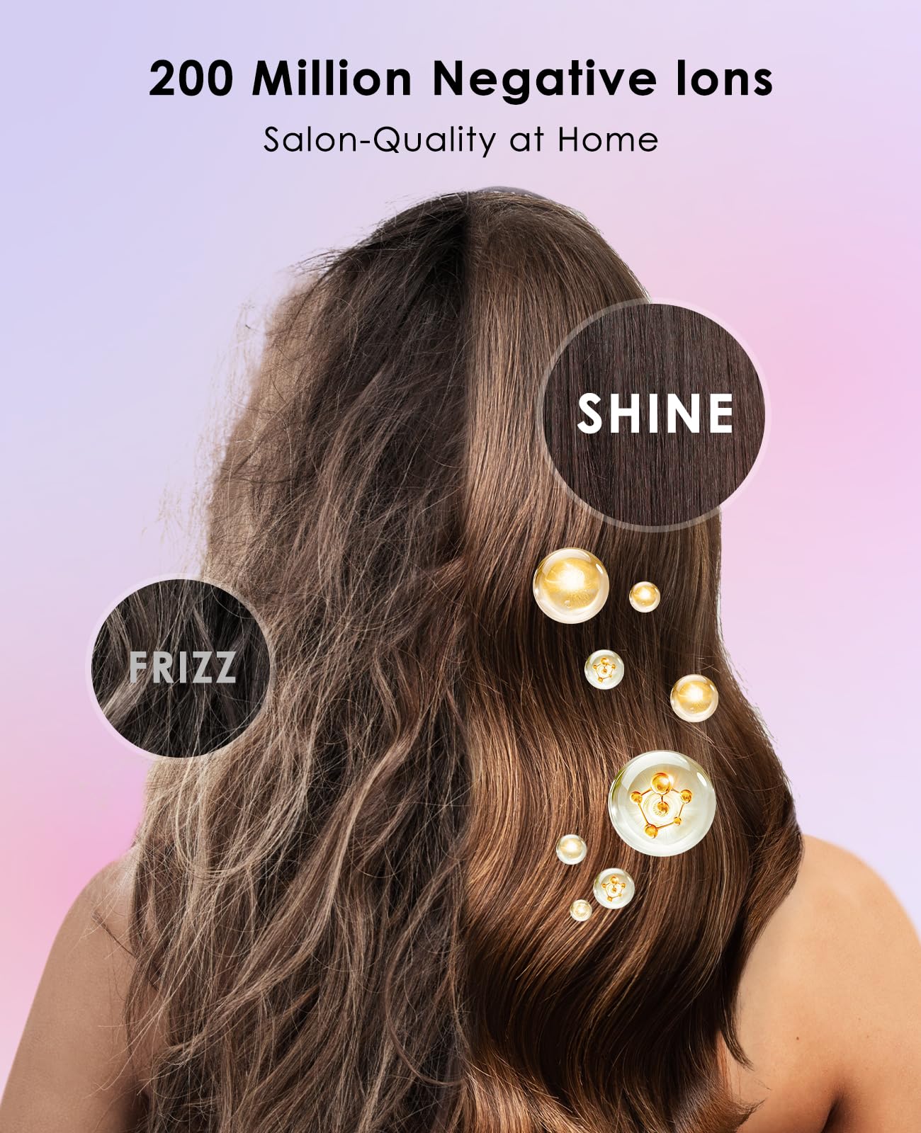 OSOU Hair Dryer in use showing frizz-free smooth results