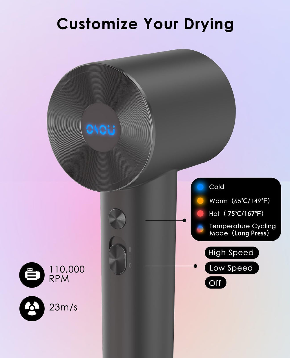 OSOU hair dryer infrared heating helps efficient moisture evaporation and smoother results.