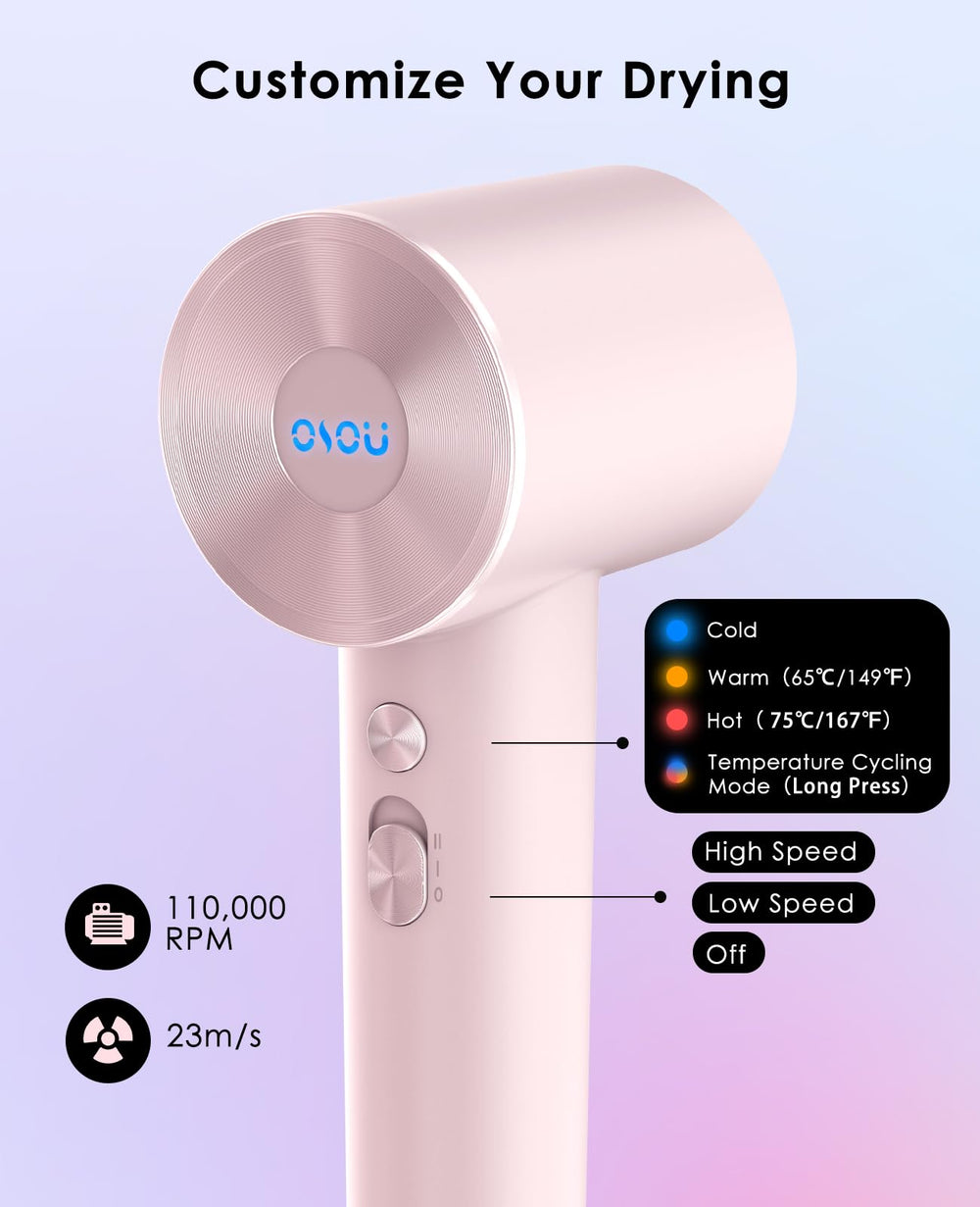 OSOU Hair Dryer nozzle-attachment close-up emphasizes precise airflow for smooth results.