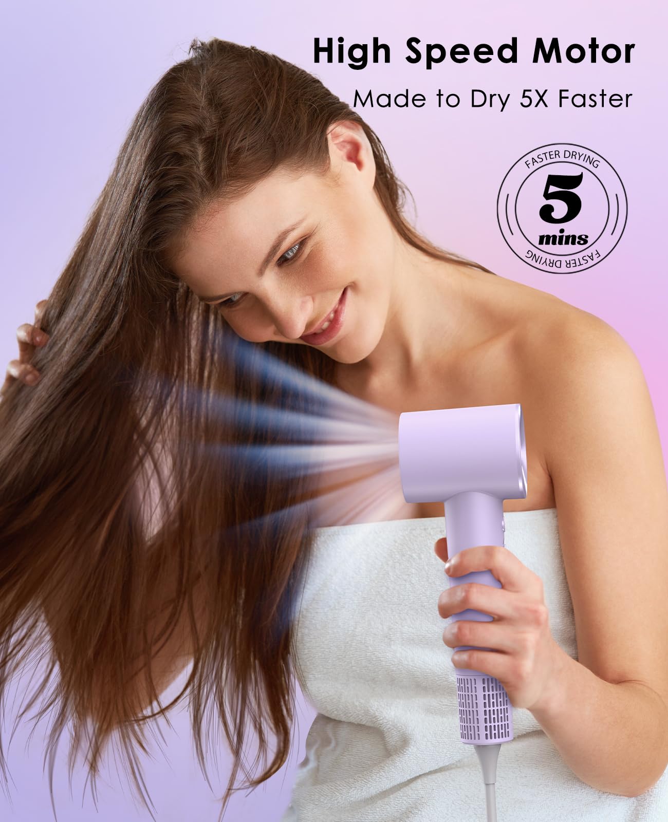 OSOU Hair Dryer side profile showing lightweight ergonomic design