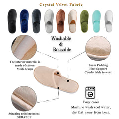 OSTADARRA spa slippers feature crystal velvet for plush comfort.
