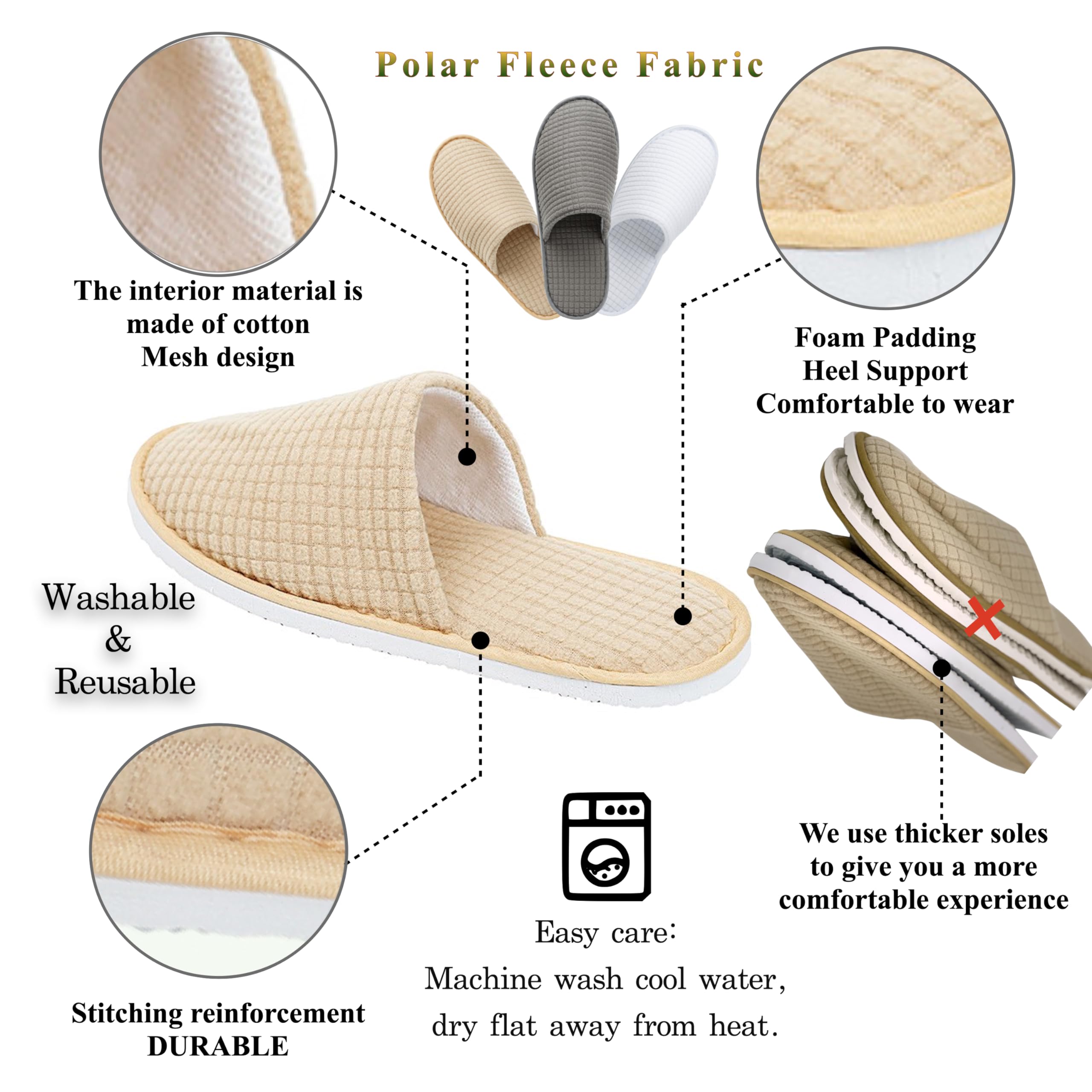 OSTADARRA spa slippers polar fleece interior for soft warmth