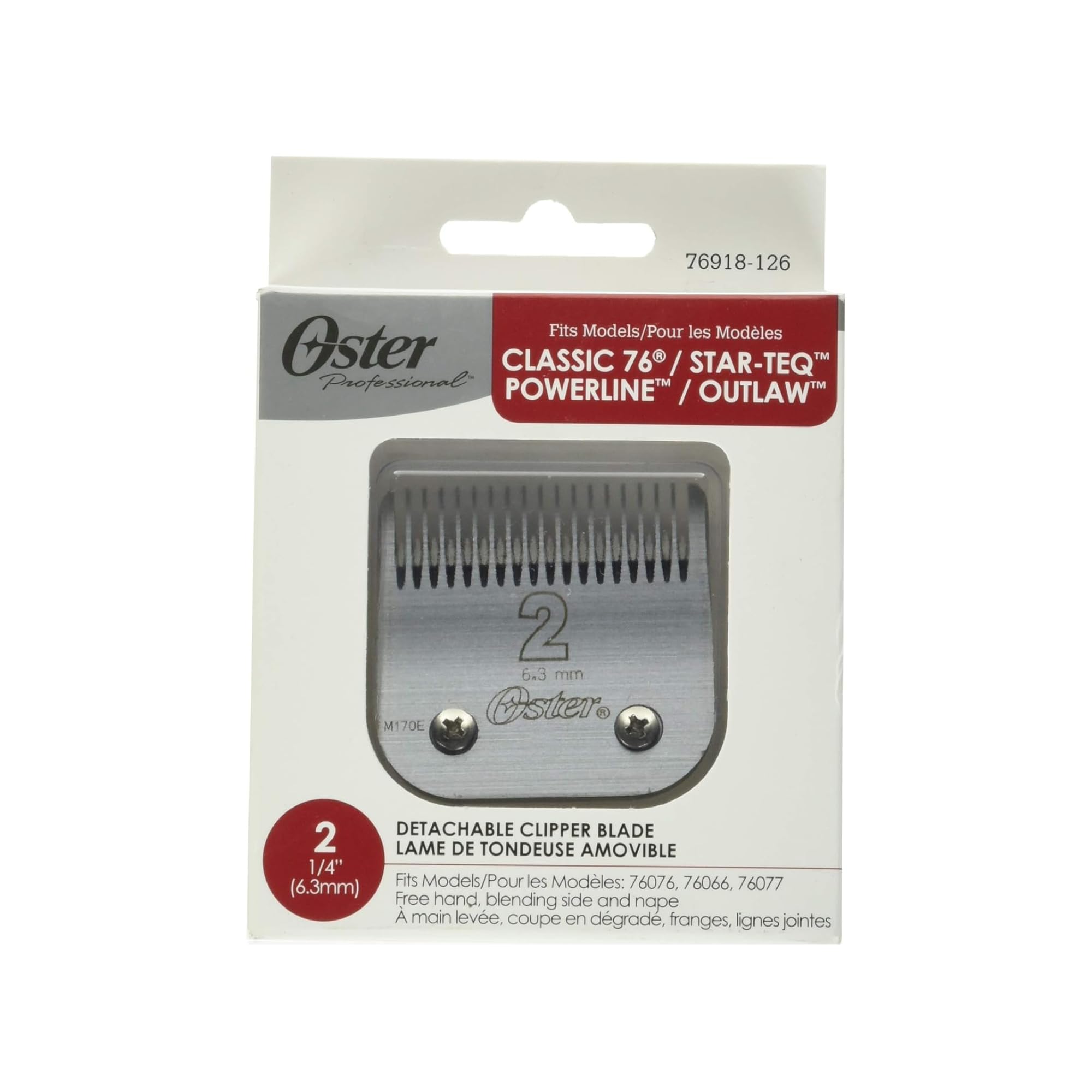 Oster Professional Detachable Blade Size 2 closeup showing ultra-sharp steel for precise cuts