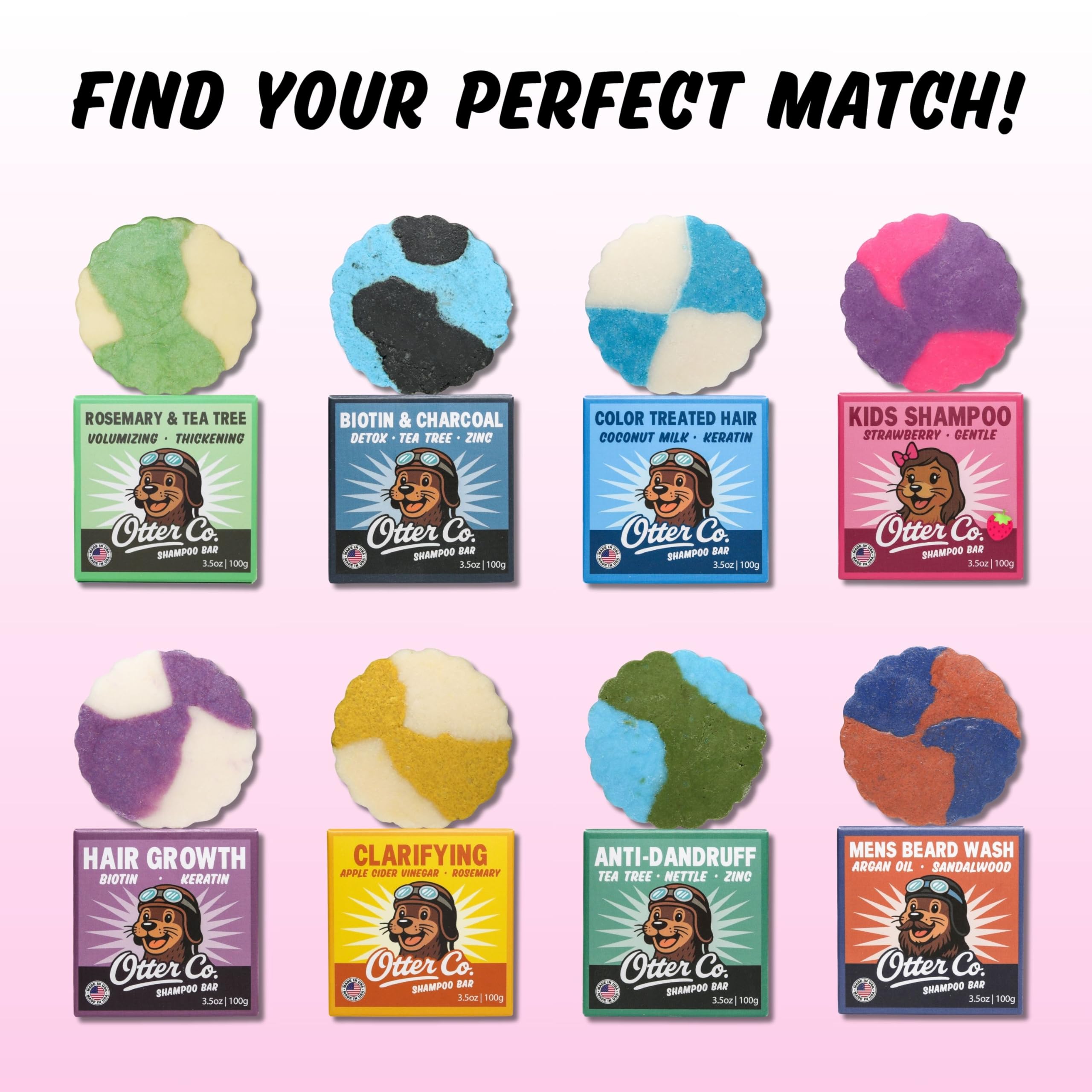 Otter Co. Kids Gentle Strawberry Shampoo Bar tear-free formula promotes calm bath time.