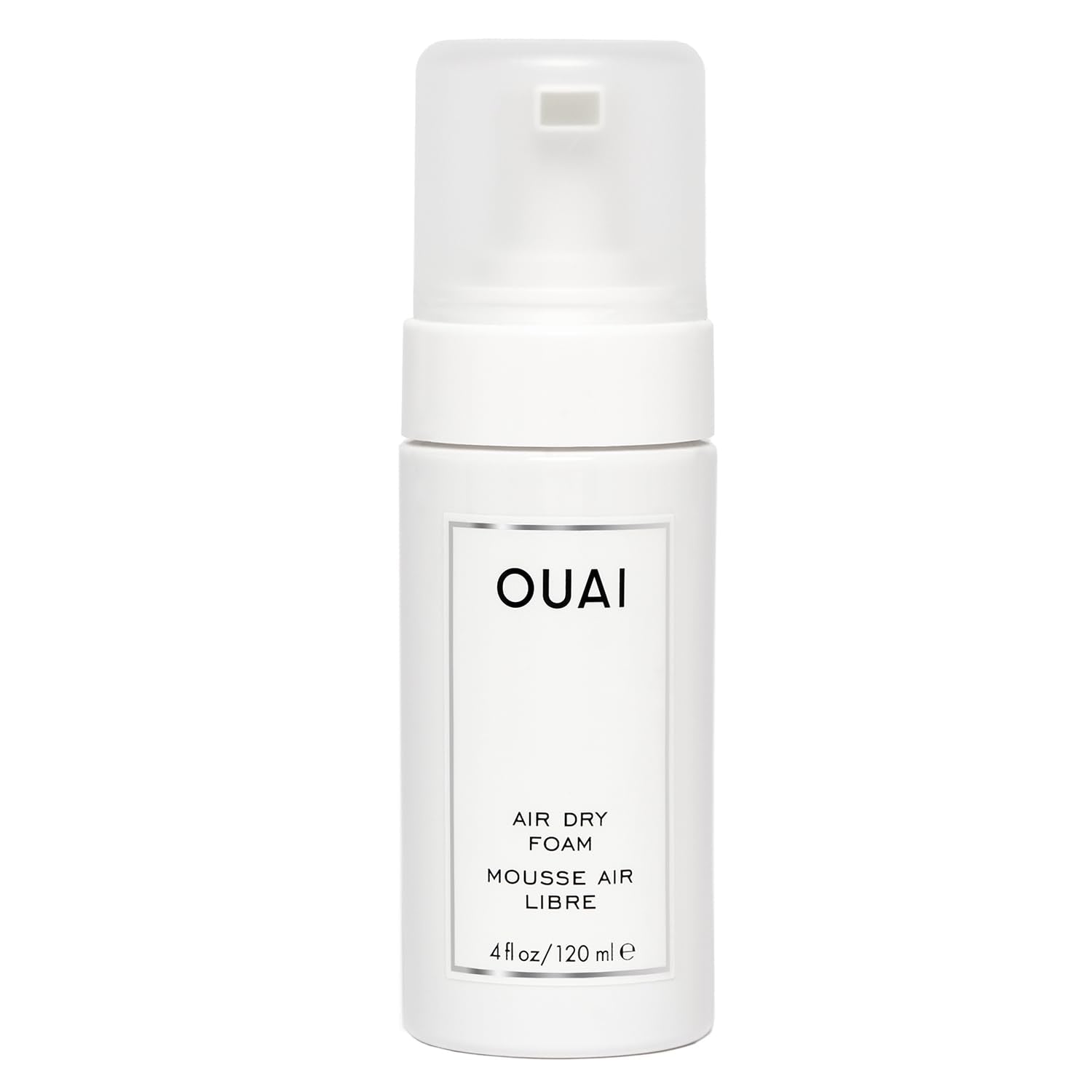 OUAI Air Dry Foam bottle demonstrates frizz control for soft waves