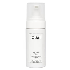 OUAI Air Dry Foam bottle demonstrates frizz control for soft waves