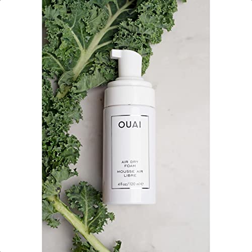 OUAI Air Dry Foam applied to damp hair defining waves