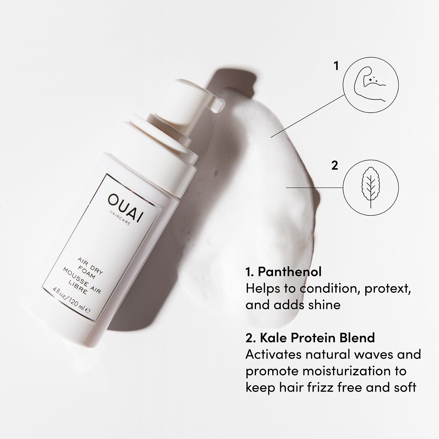 OUAI Air Dry Foam creates soft-wave finish during air drying