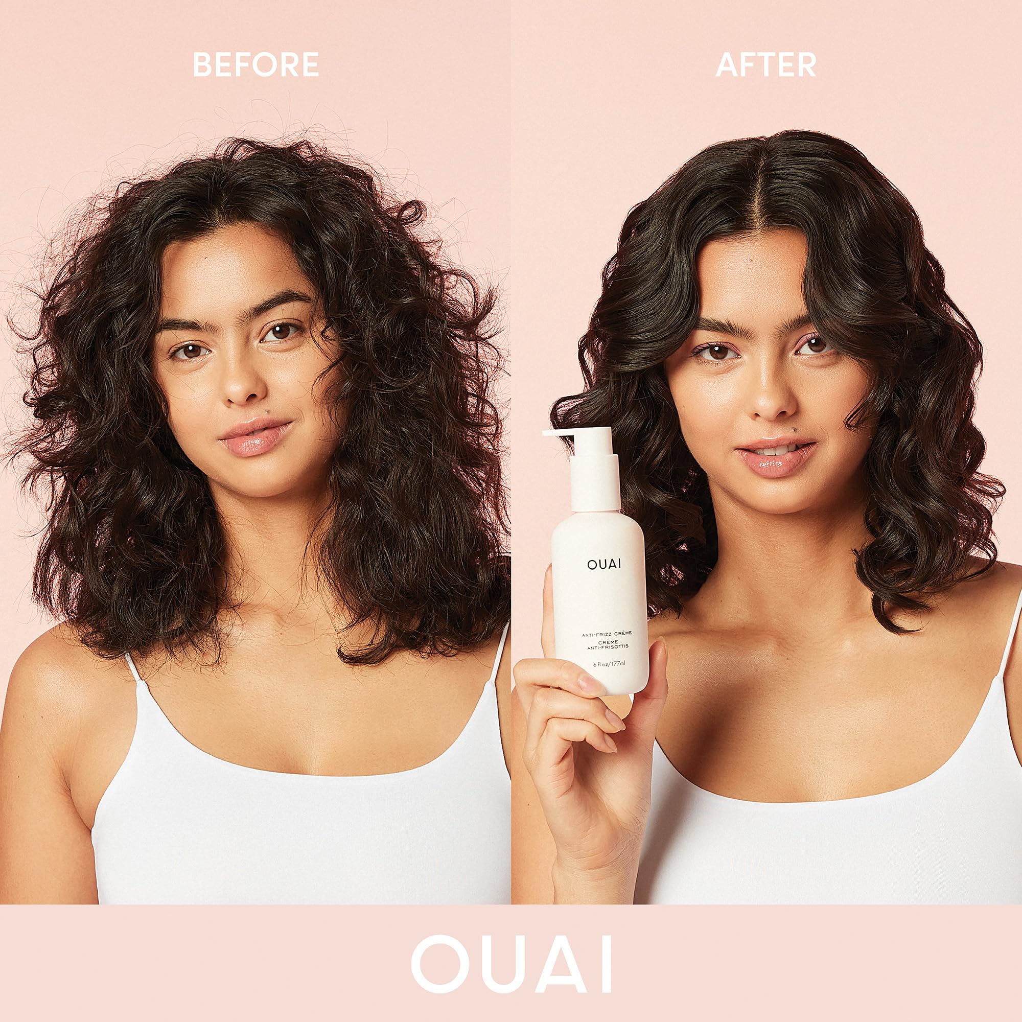 OUAI Anti Frizz Cream damp-hair application demonstrates even distribution