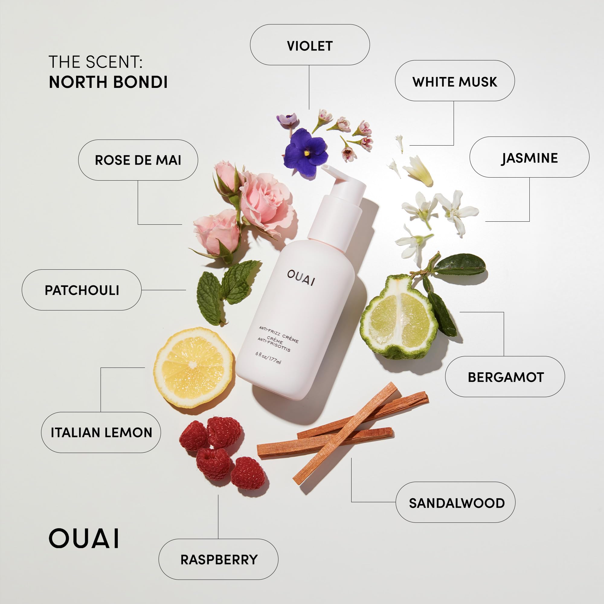 OUAI Anti Frizz Cream pump-dispense enables easy one-pump application.