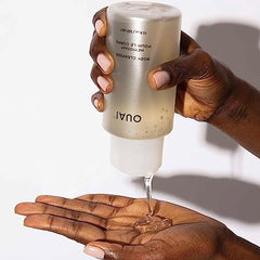OUAI Body Cleanser Dean Street rosehip oil close-up signals antioxidant hydration for skin.