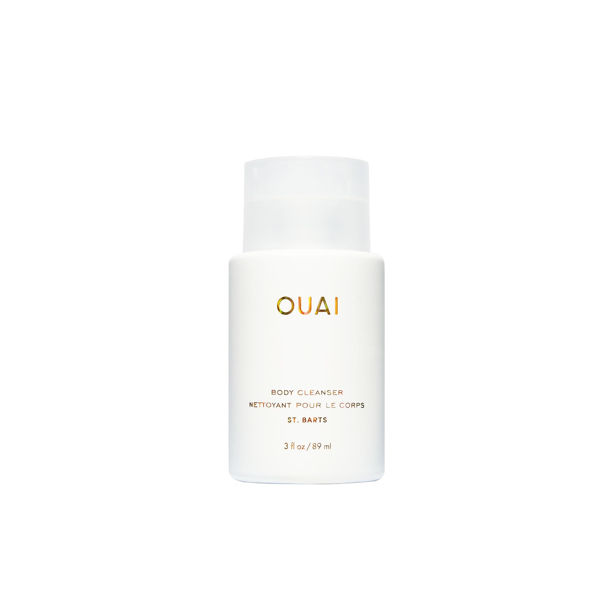 OUAI Body Cleanser St Barts travel-size bottle for on-the-go freshness.