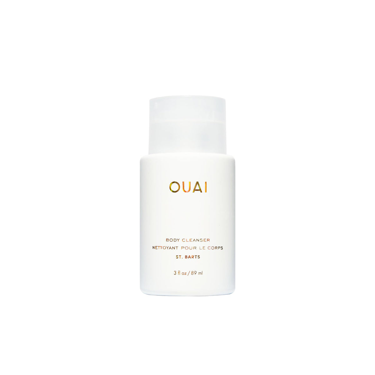 OUAI Body Cleanser St Barts travel-size bottle for on-the-go freshness.