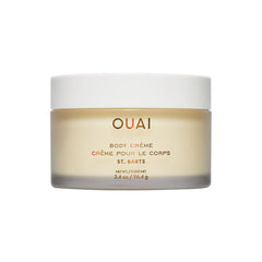 OUAI Body Creme St. Barts travel-size pump shows compact hydration for busy days.